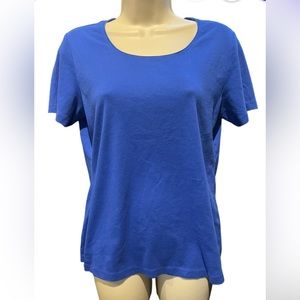 Karen Scott Electric Blue Short Sleeve Cotton Short Sleeve‎ Shirt Women’s Medium